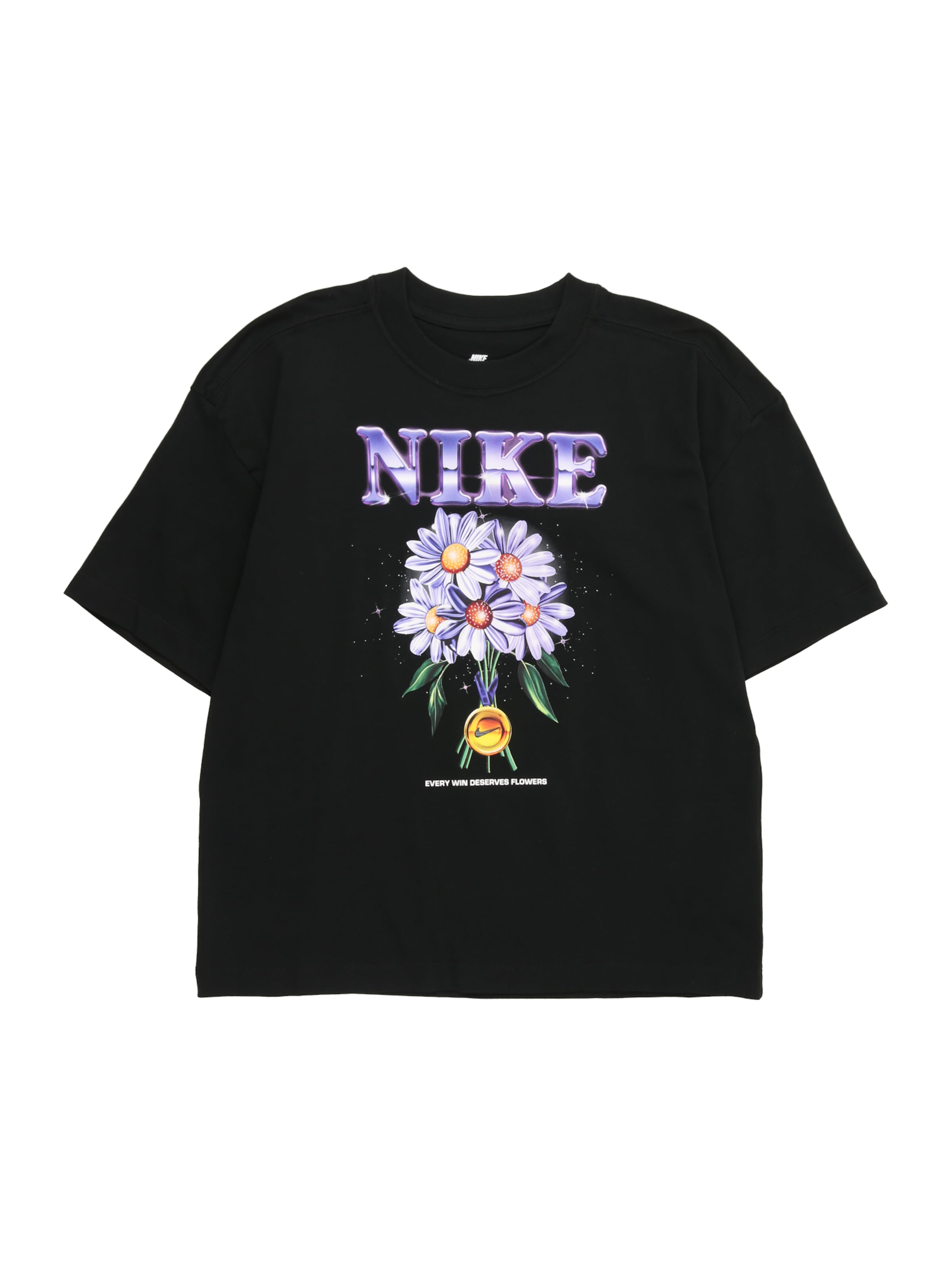 Nike Sportswear T-Shirt 'FLOWERS' in Schwarz: Vorderseite