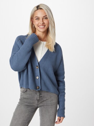 KnowledgeCotton Apparel Knit Cardigan in Blue: front