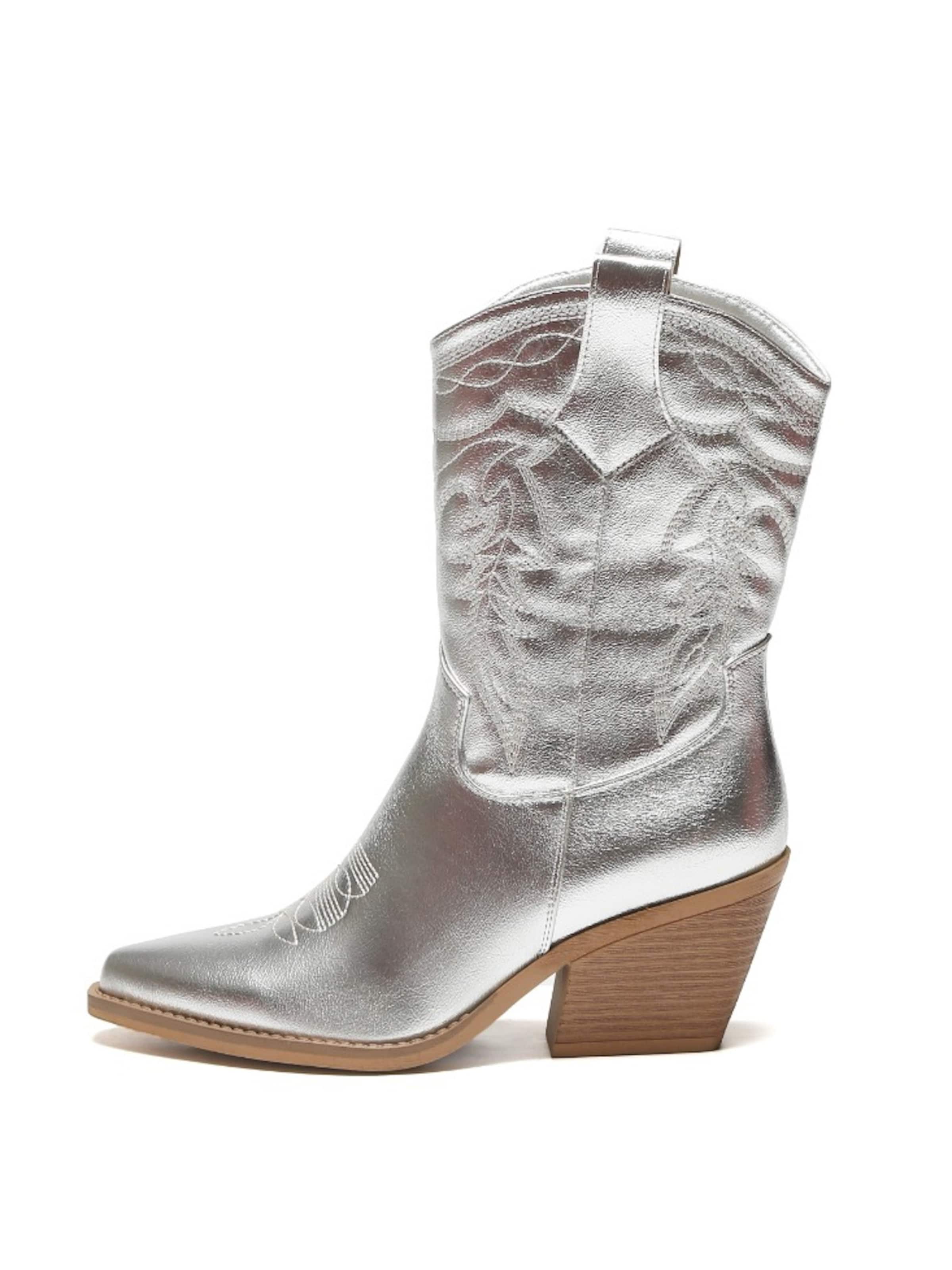 Bottes de cowboy Smile Favorites en argent : devant