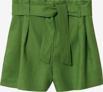 MANGO Regular Pleat-Front Pants in Green: front