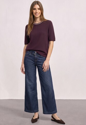 STREET ONE Kurzarm Pullover mit Kontrastdetail in Rot
