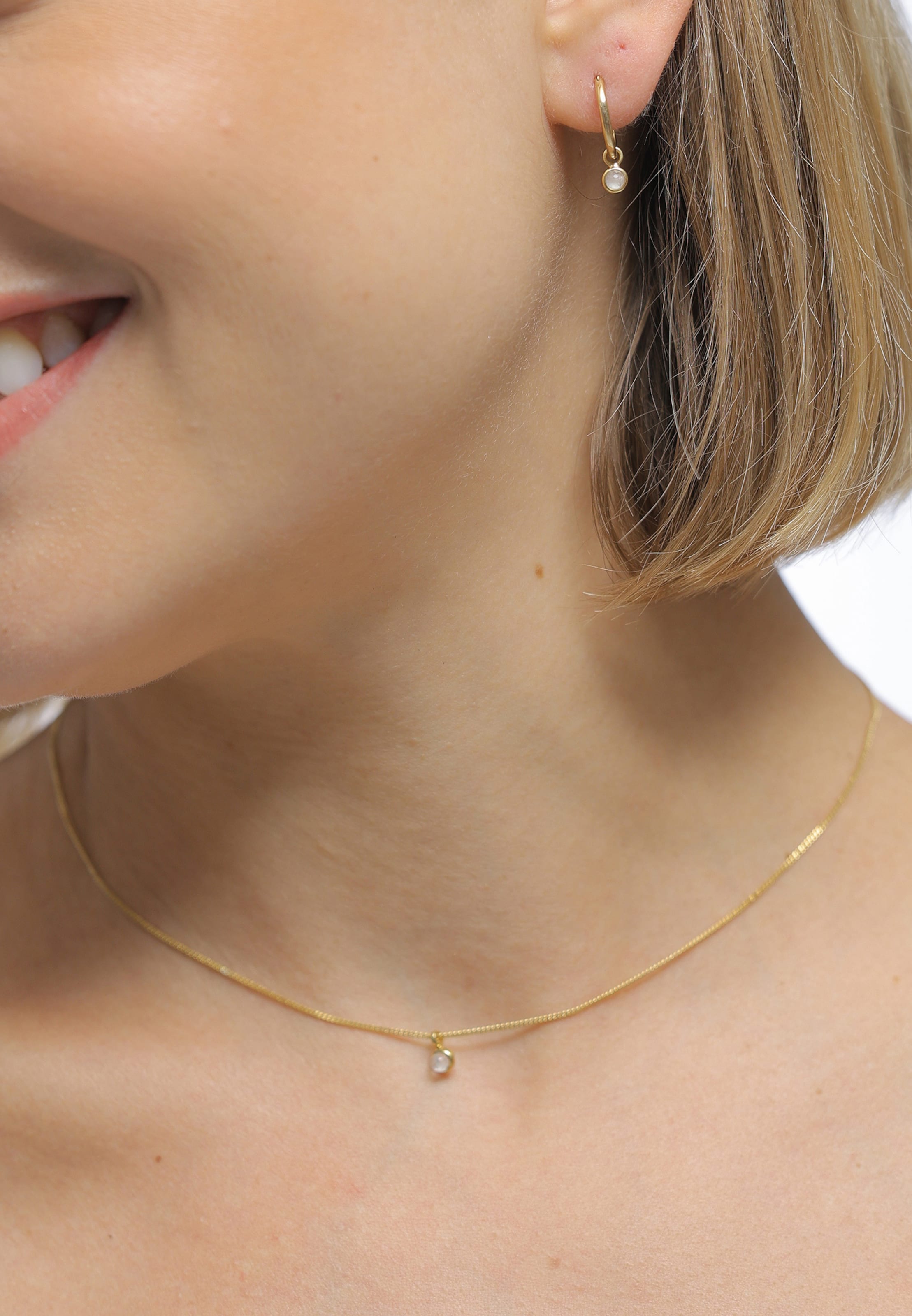 ELLI PREMIUM - Conjunto de joyería 'Mondstein' en oro: frente