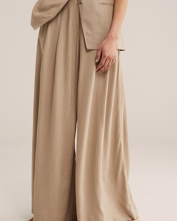 WE Studio Wide leg Bandplooibroek in Beige
