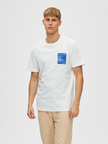 T-Shirt 'Corey' SELECTED HOMME en blanc : devant