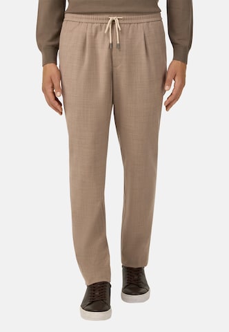 Boggi Milano Slim fit Pleat-front trousers in Beige: front
