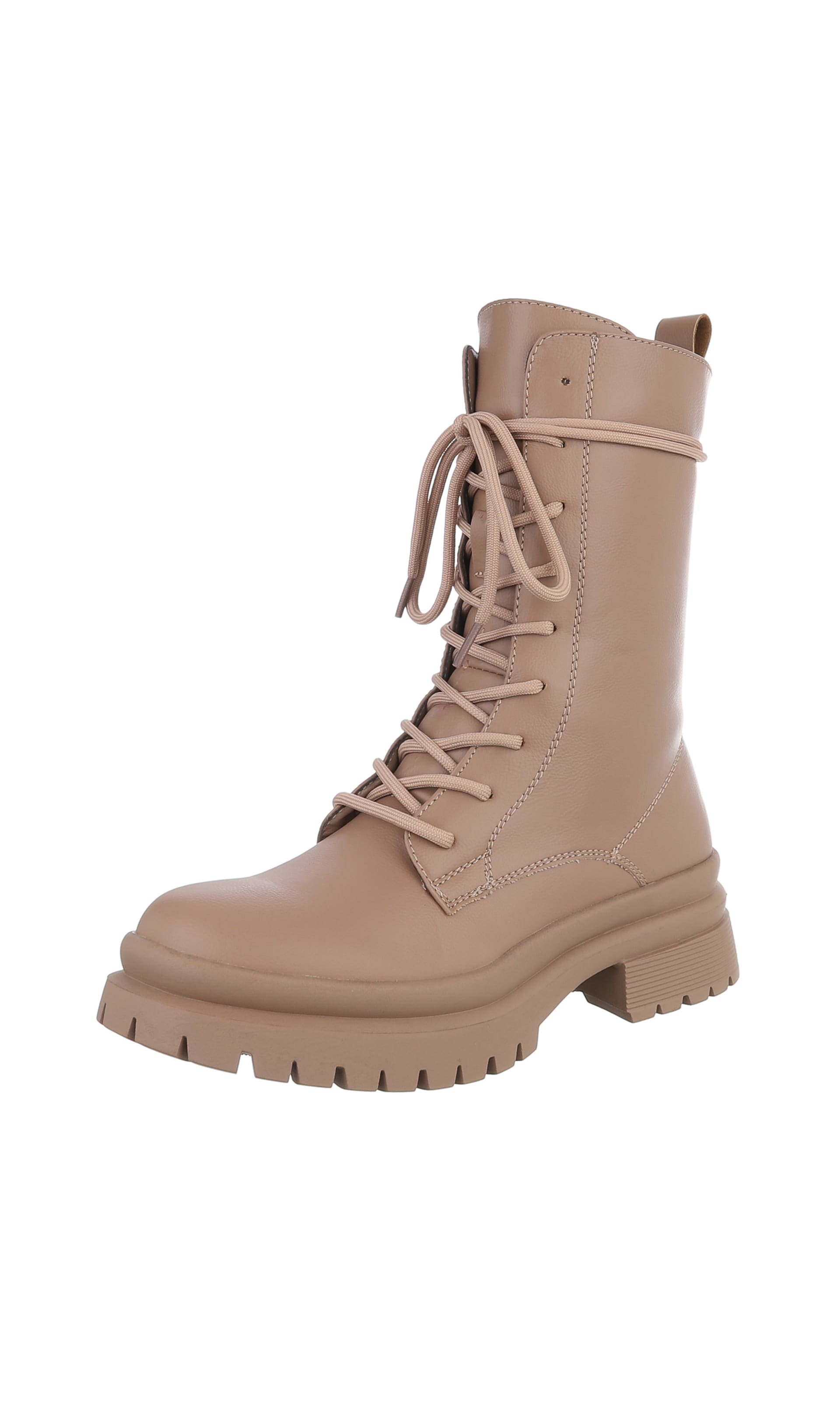 Ital-Design Schnürstiefelette in Braun: Vorderseite