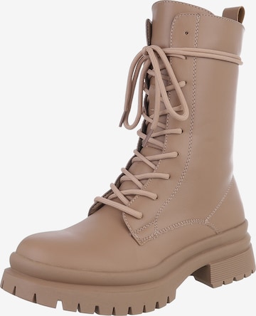 Ital-Design Schnürstiefelette in Braun: Vorderseite