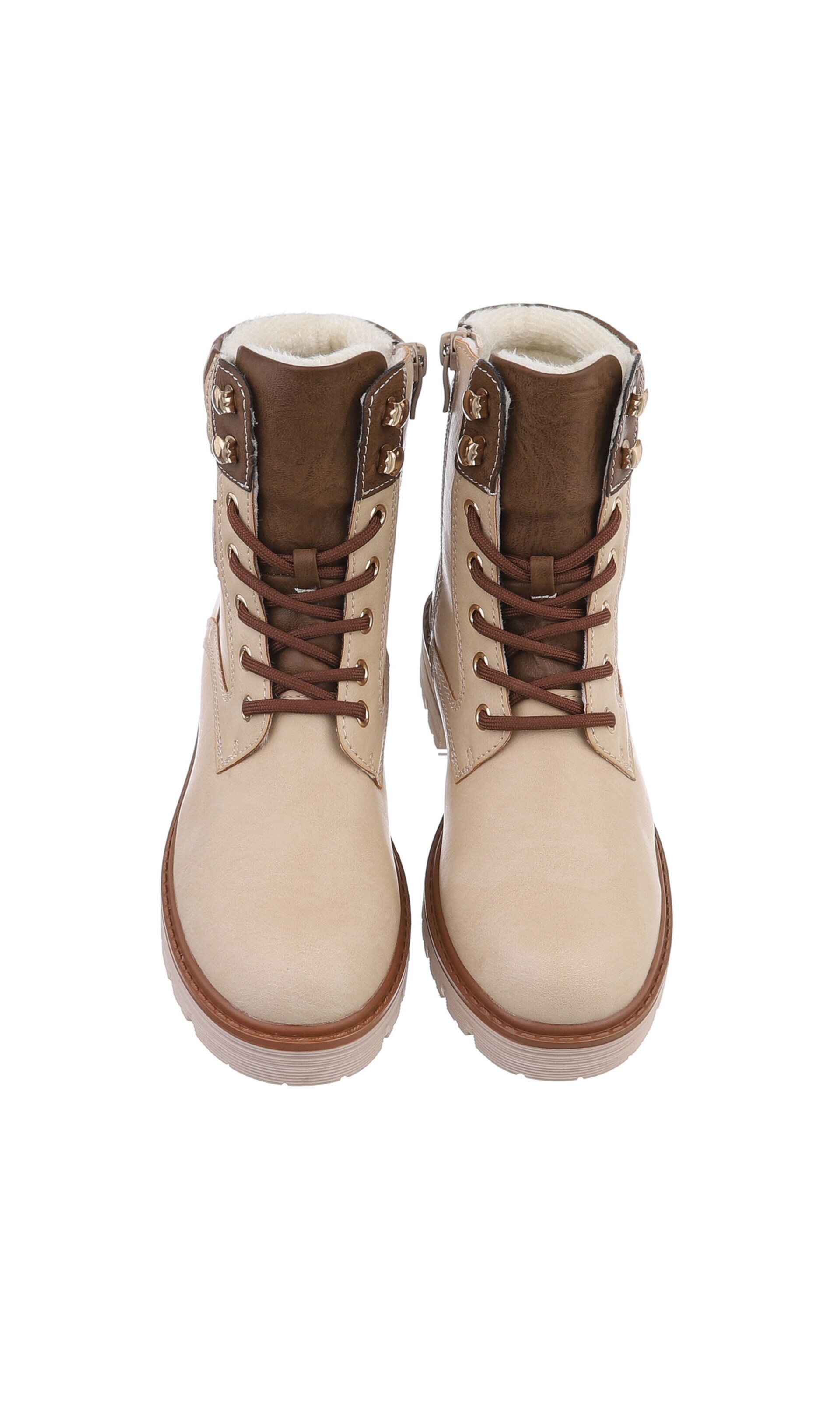 Ital-Design Schnürstiefelette in Beige