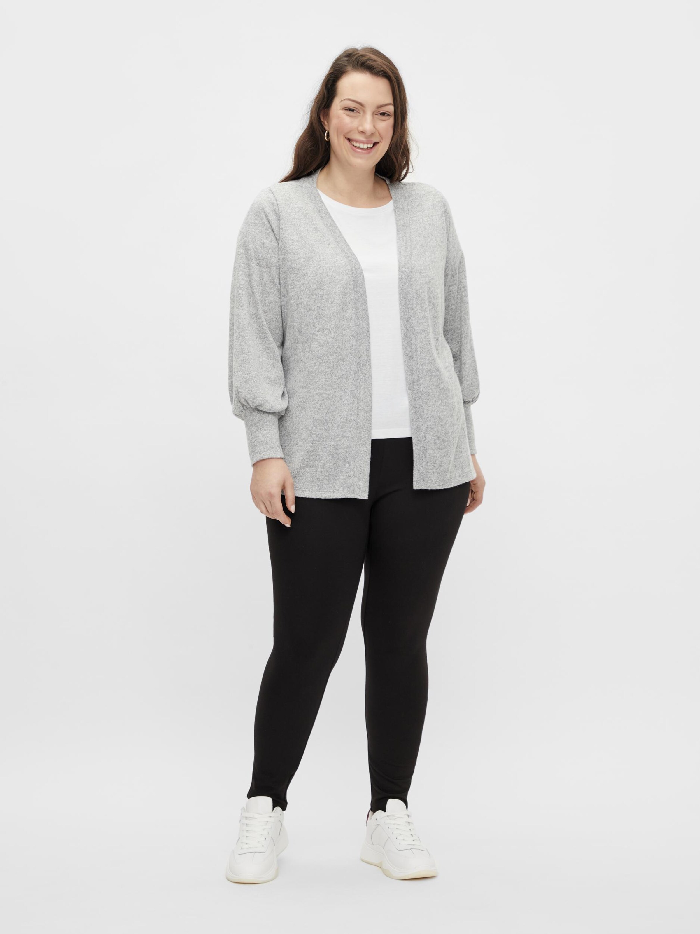 Frauen Große Größen EVOKED Strickjacke 'Infa' in Graumeliert - JL85682 Frauen Große Größen EVOKED Strickjacke 'Infa' in Graumeliert - JL85682