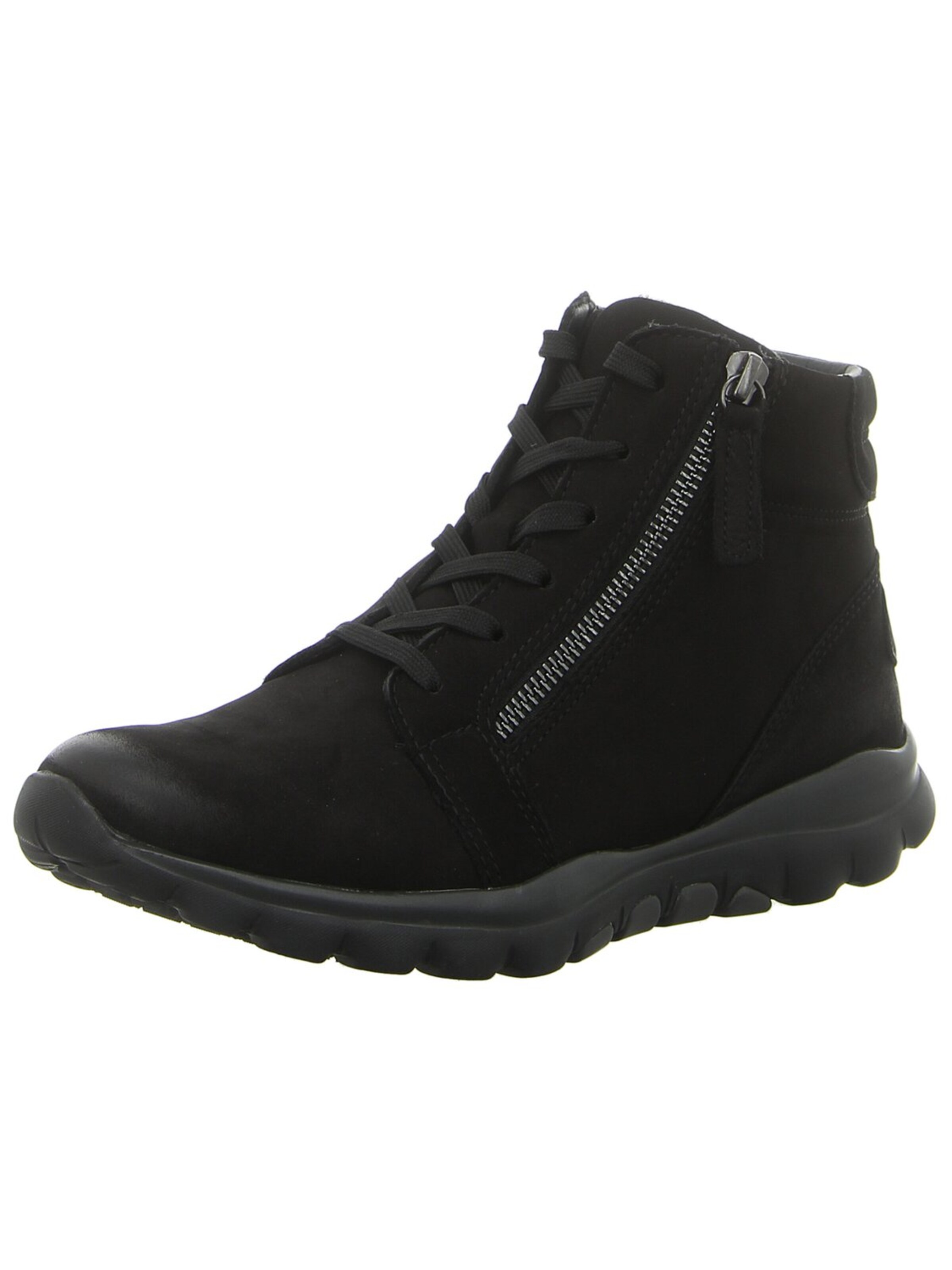 GABOR Schnürstiefel 'Damen Stiefelette 96.868.47 Echt Leder in schwarz' in Schwarz: Vorderseite