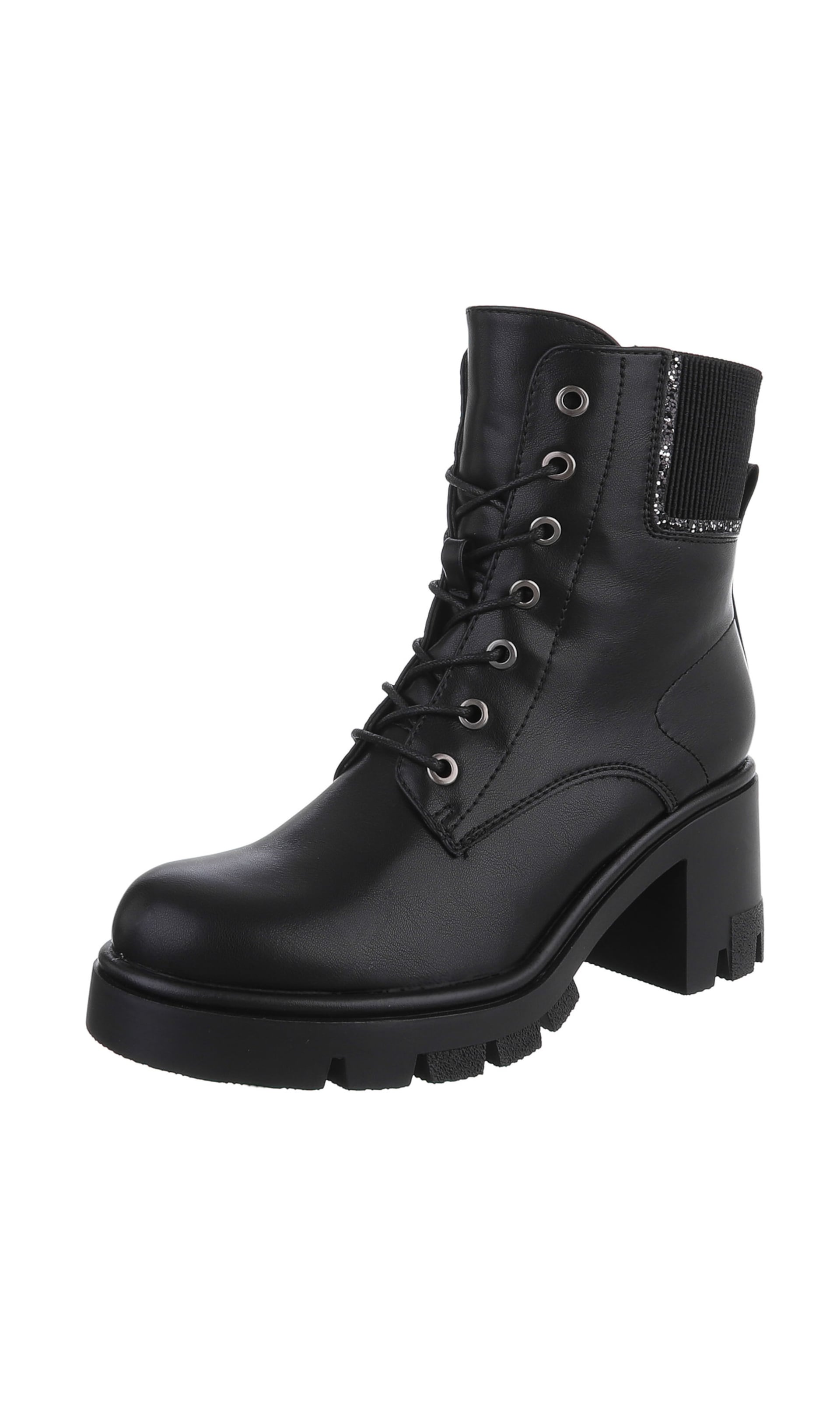 Ital-Design Schnürstiefelette in Schwarz: Vorderseite
