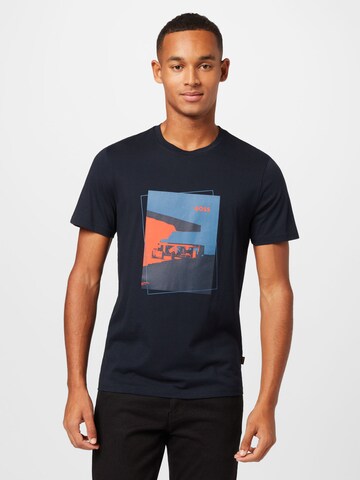 BOSS Orange Shirt 'Teabstract' in Blauw: voorkant