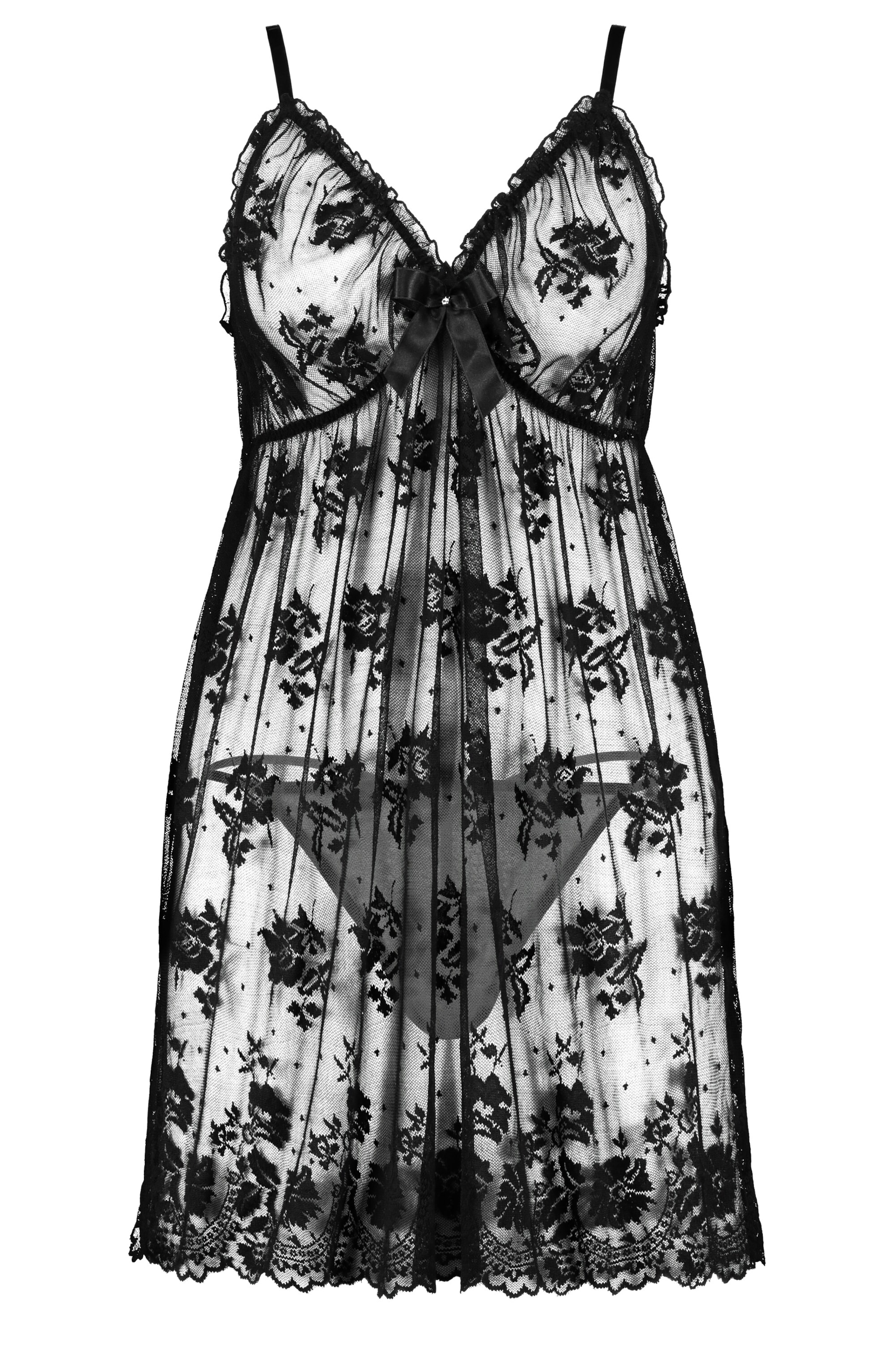 Ulla Popken Nachthemd in Zwart: voorkant