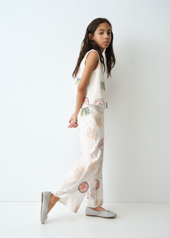 MANGO KIDS Loose fit Pants 'Sardiset' in White