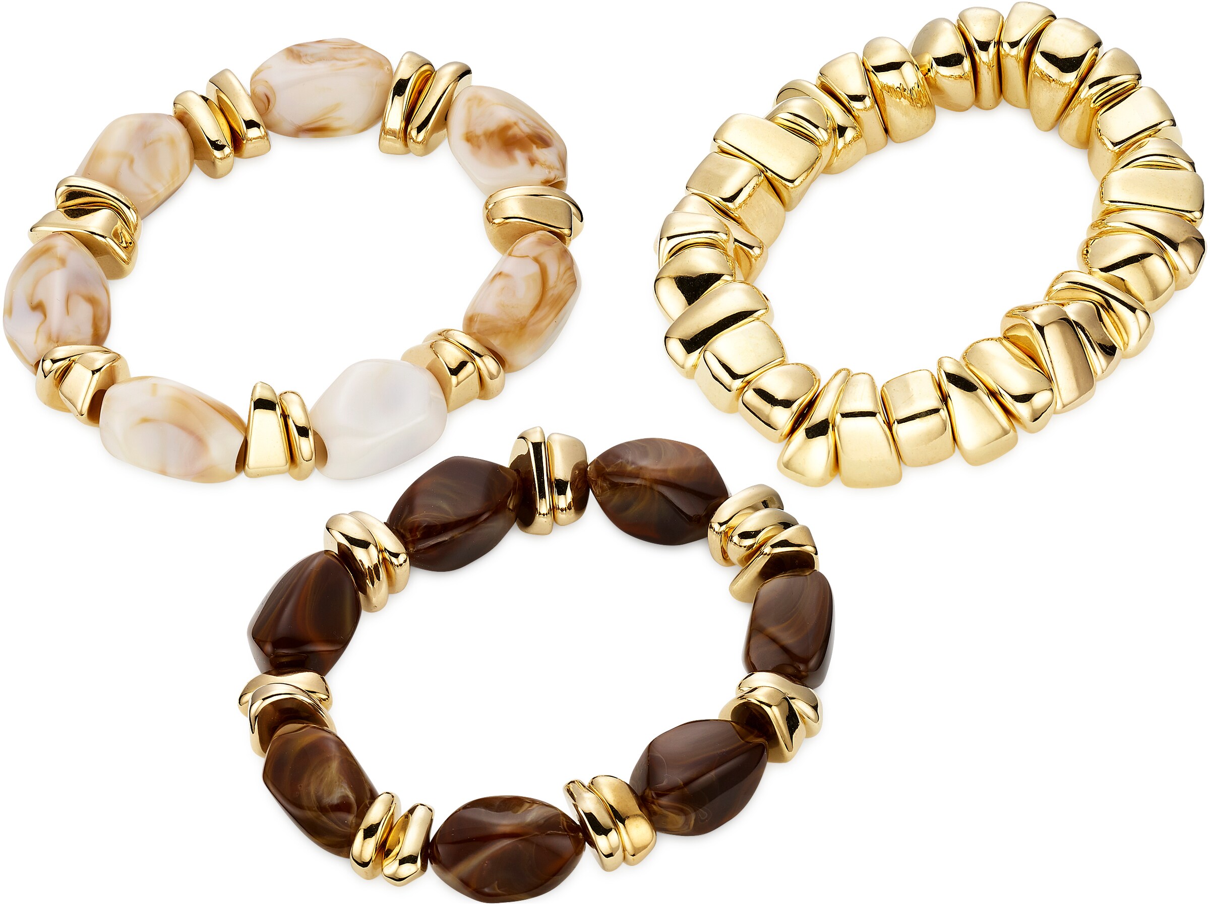 Aniston Bracelet in One size in Cream / Cognac / Dark brown / Gold, Item view