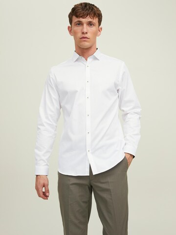 JACK & JONES Slim fit Button Up Shirt in White: front
