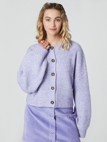 florence by mills exclusive for ABOUT YOU Knit Cardigan 'Asta' in Purple: front