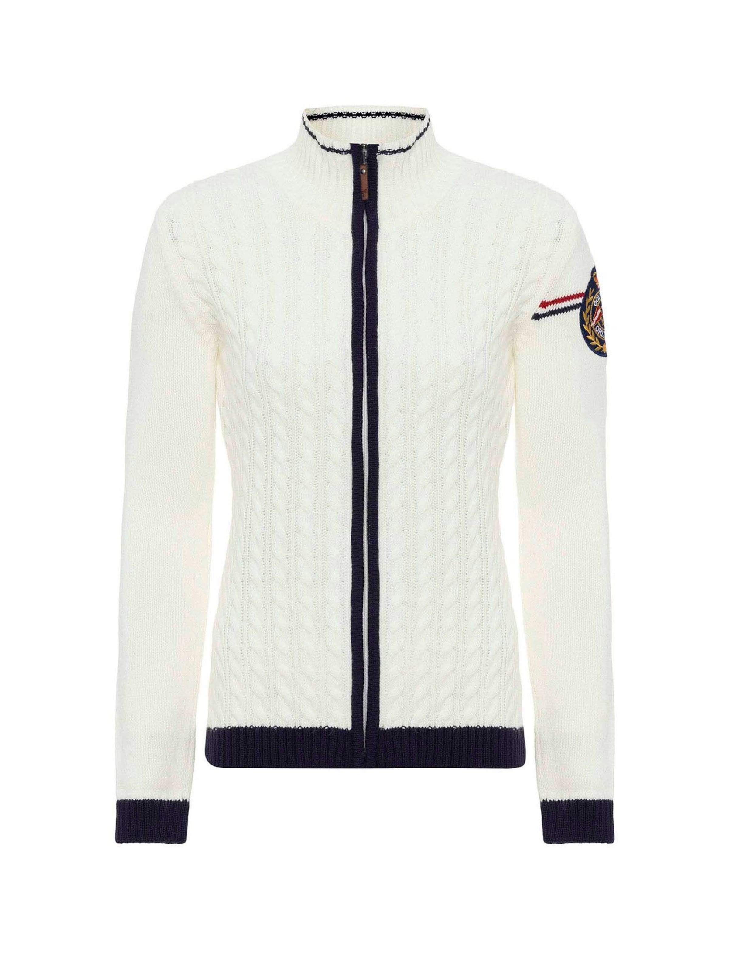 Williot Cardigan i lysebeige / marin, Produktvisning