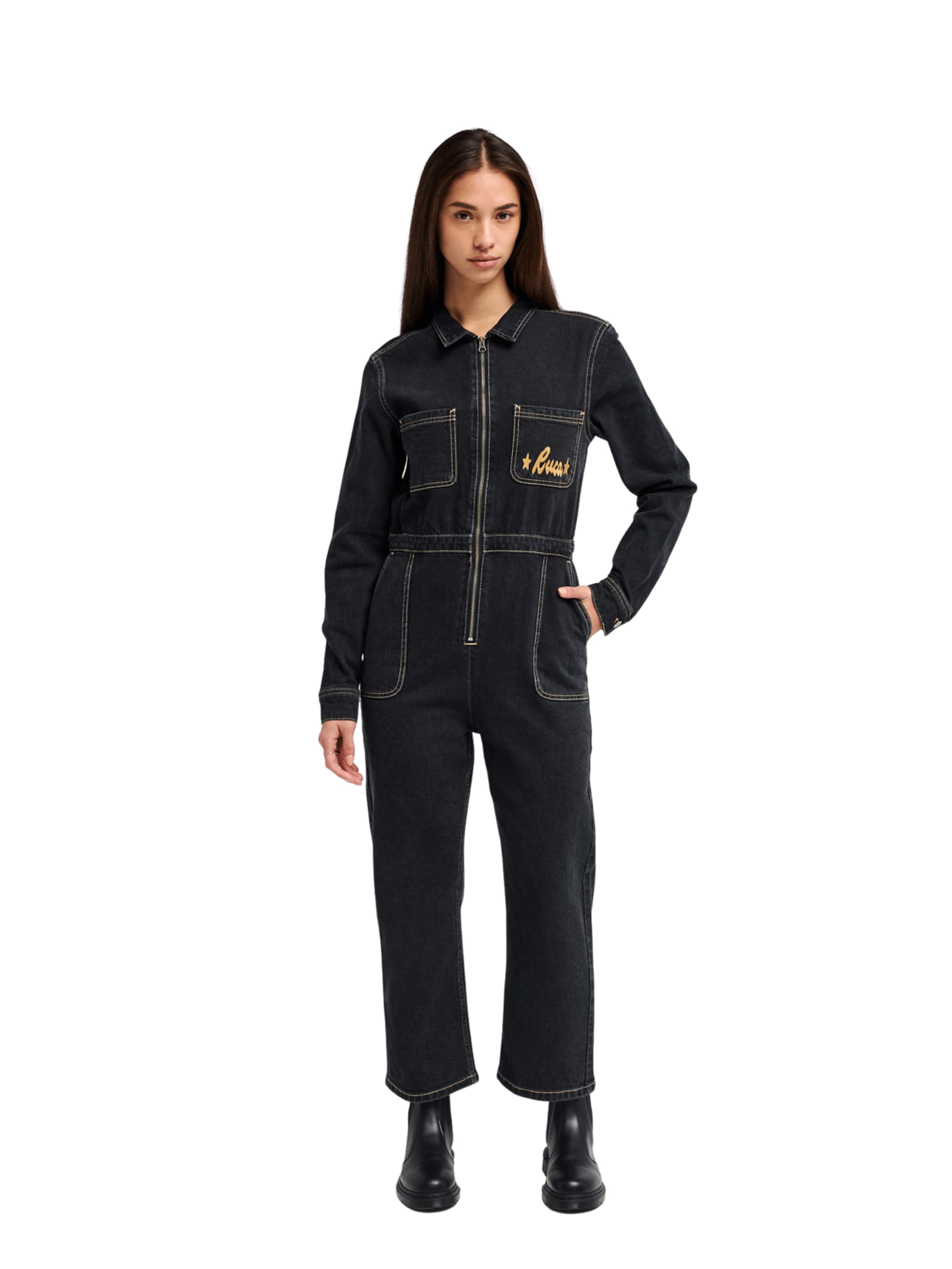 RVCA Jumpsuit in Black: front