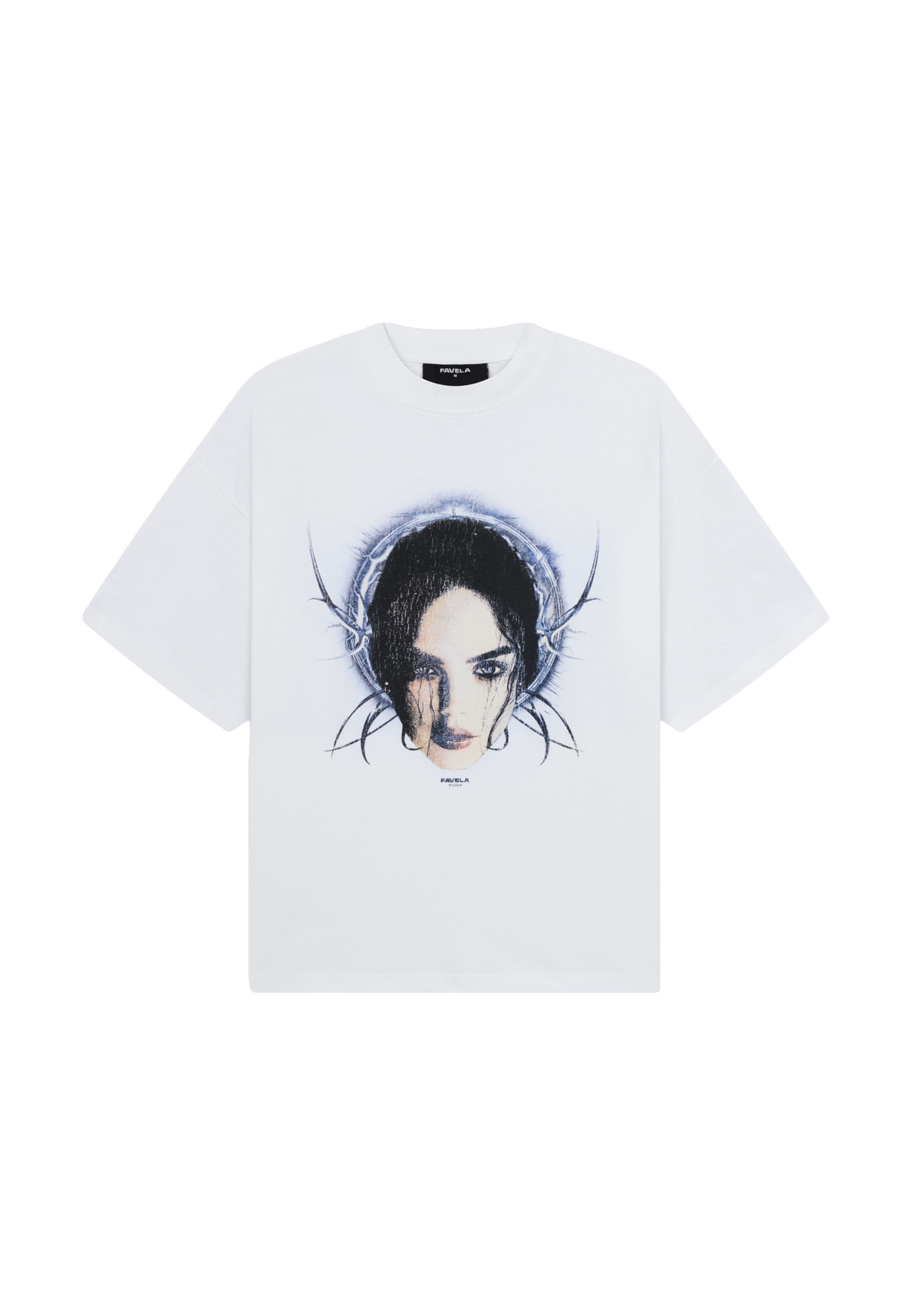 FAVELA Shirt 'Chrome Girl' in L in Kitt / Azure / Black / White, Item view