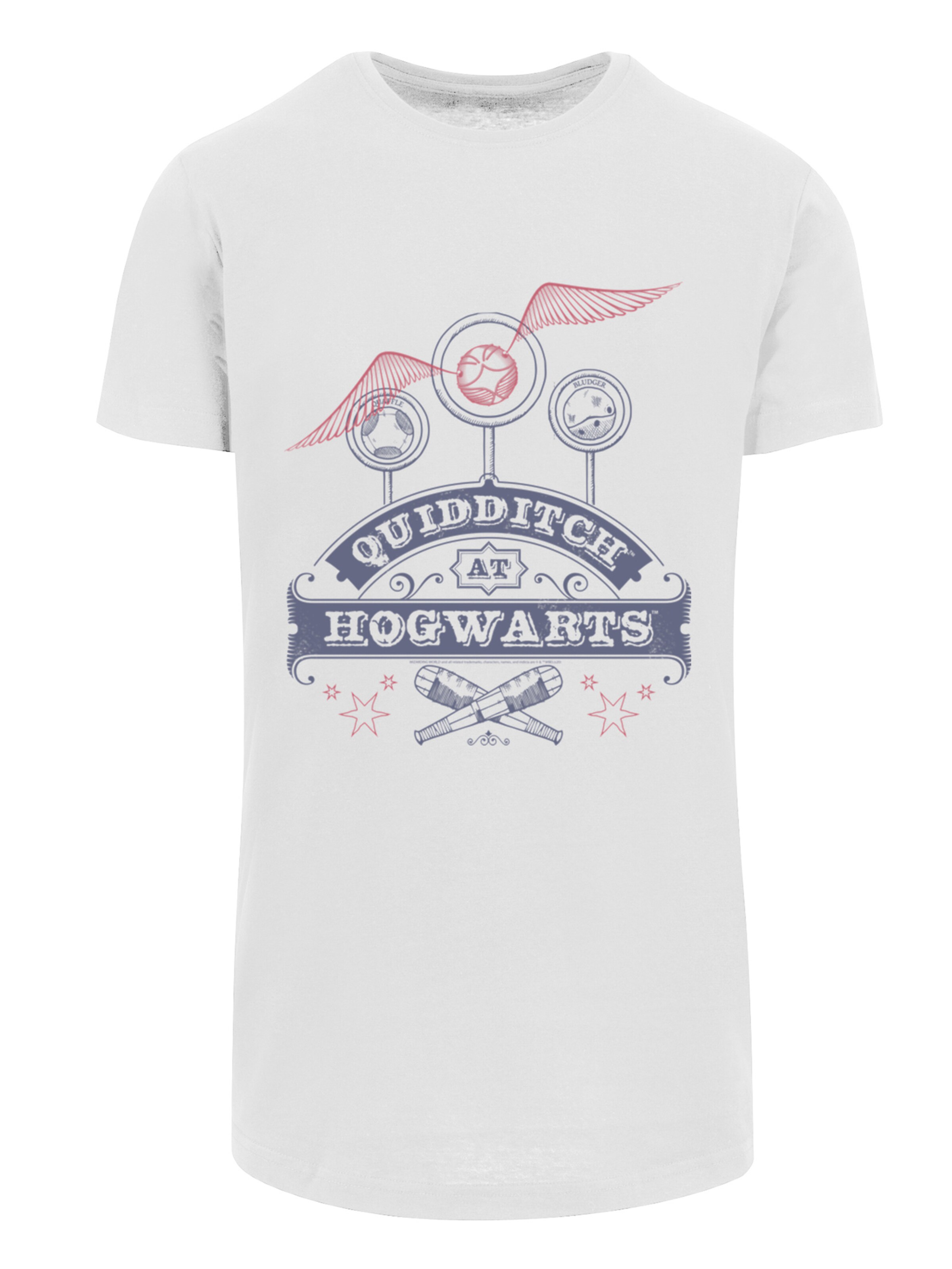 F4NT4STIC Shirt 'Harry Potter Quidditch At Hogwarts' in Wit: voorkant