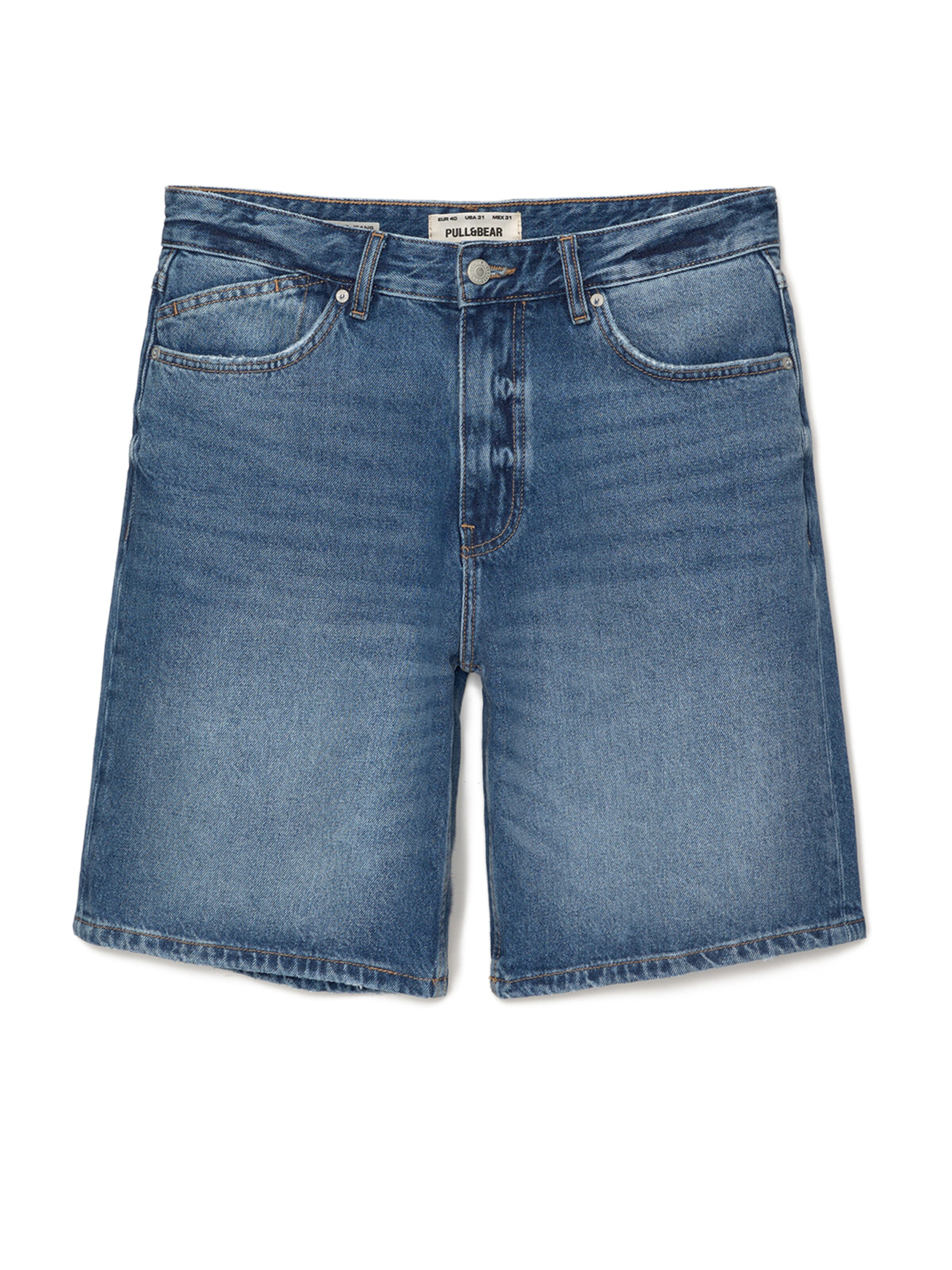 Pull&Bear Loosefit Shorts in Blau: Vorderseite