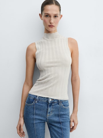 MANGO Knitted Top 'URANIO' in Silver: front