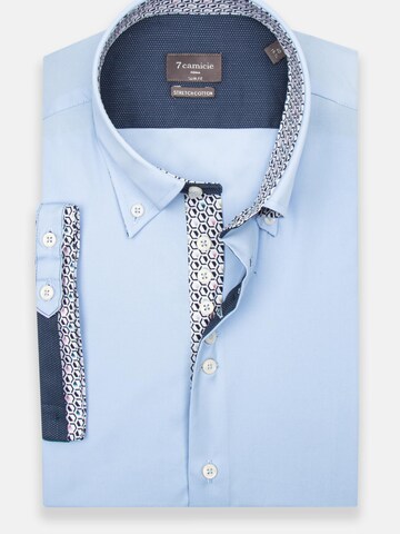 Coupe slim Chemise business 'Roma Iconic Poplin Stretch Man Shirt Short Sleeve Light Blue' 7Camicie en bleu