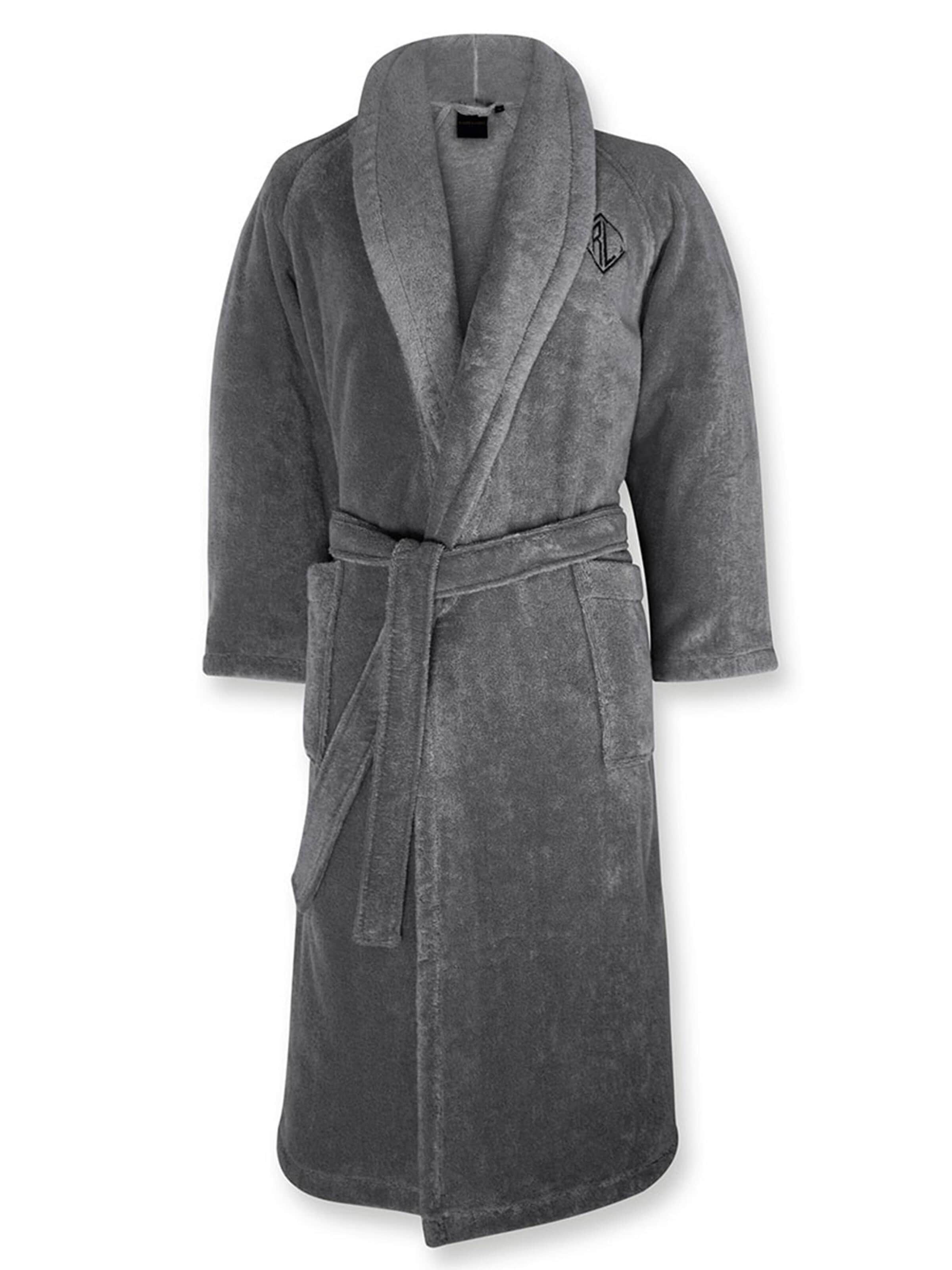 Ralph Lauren Home Long Bathrobe 'LANGDON' in Grey: front