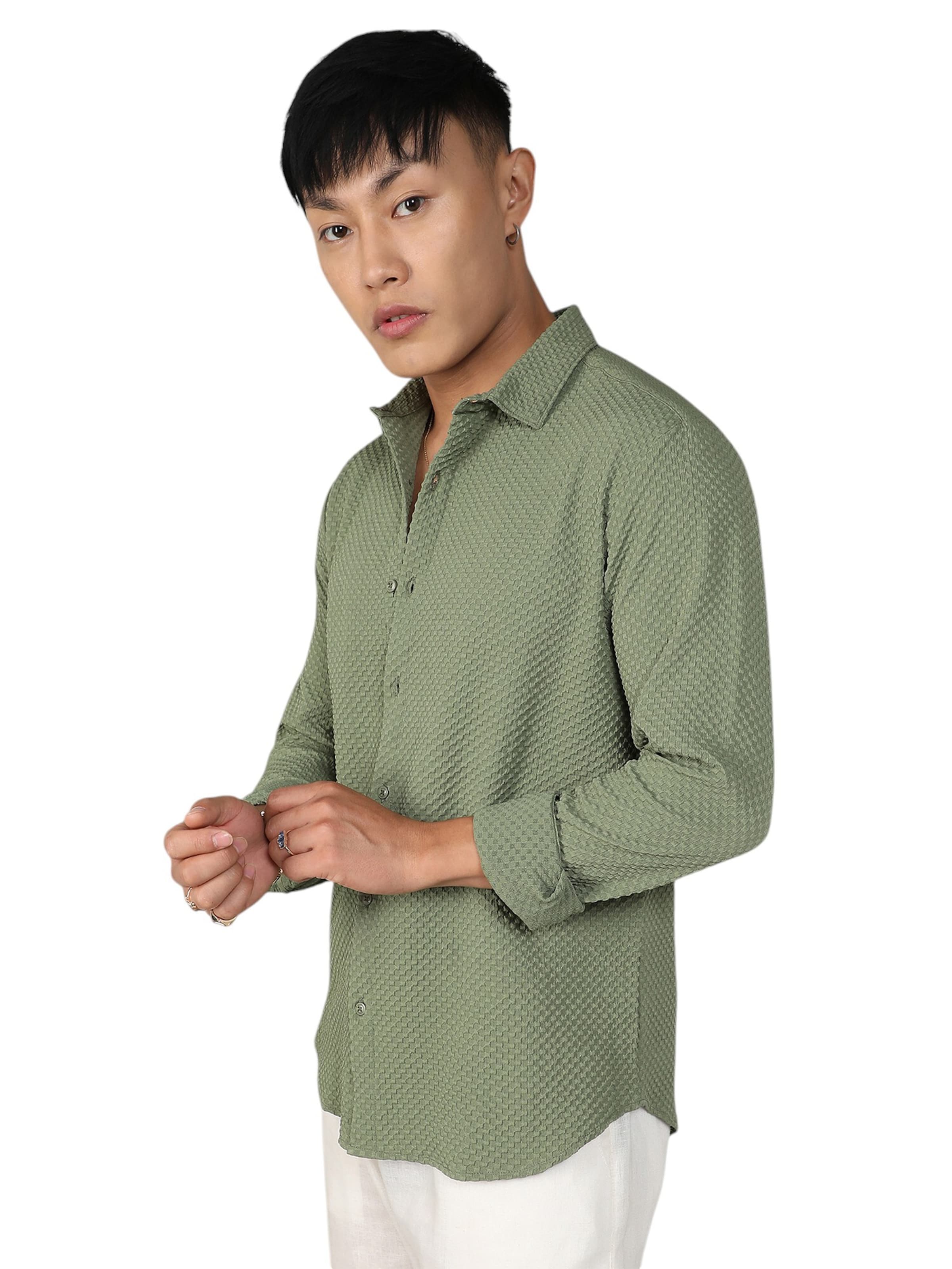 Regular fit Camicia 'Taletta' di Campus Sutra in verde: frontale