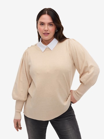 Zizzi Sweater 'Mella' in Beige: front