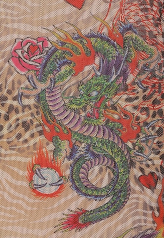 Ed Hardy - Blusa 'Dragon Repeat' en beige