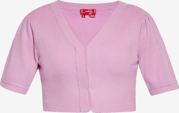 swirly Gebreid vest in Roze: voorkant