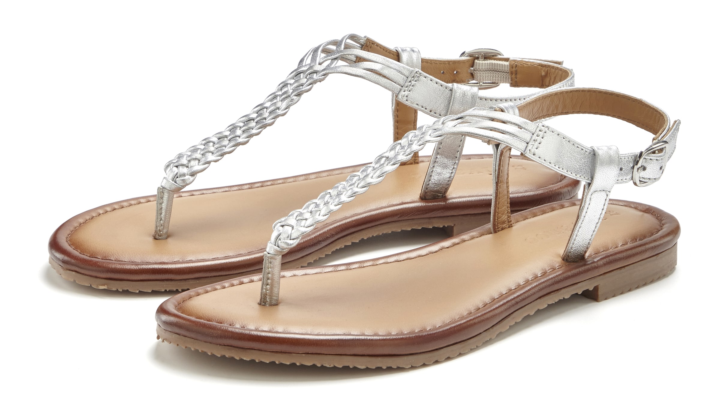 VIVANCE T-Bar Sandals in Silver