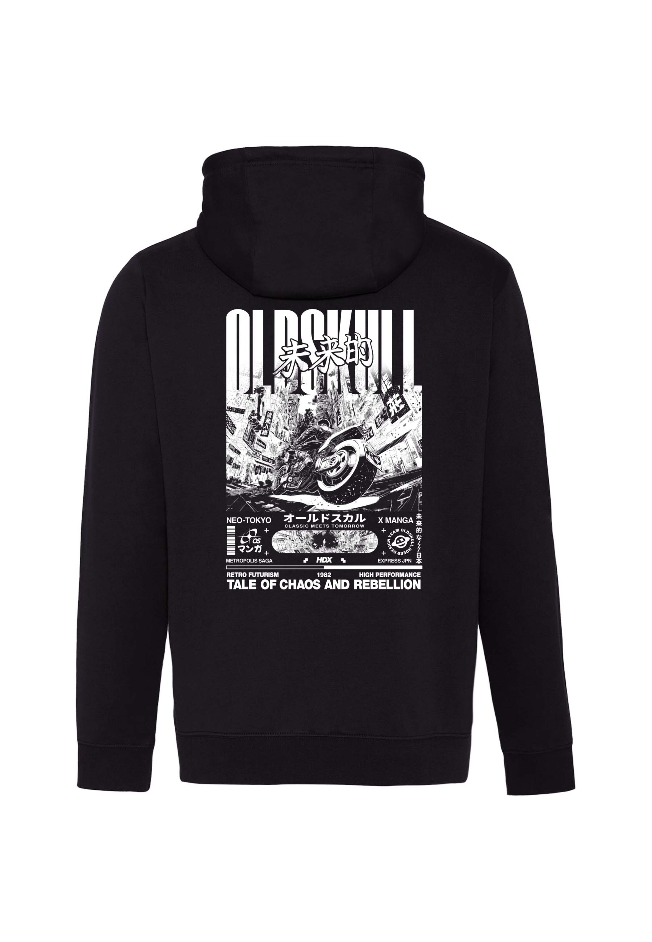 Oldskull Sweatshirt 'ASIAN FUTURISM RIDER' in Zwart: voorkant
