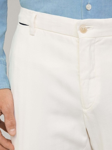 Hackett London Slimfit Chino 'Herringbone' in Wit