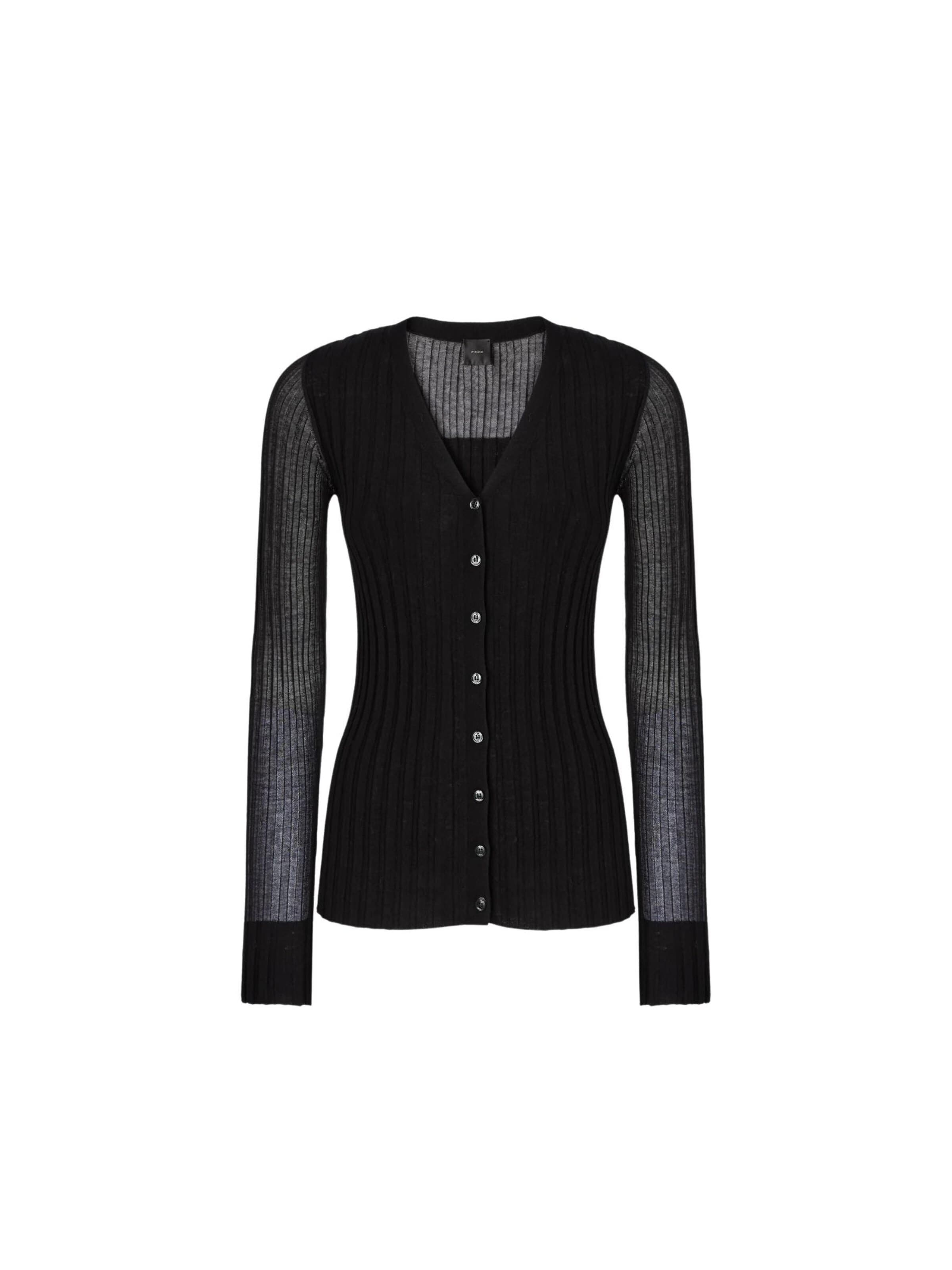 PINKO Strickjacke 'CALDO CARDIGAN BLEND WS SILK CON TRASPARENZA'‌‌‌‌‌‌‌‌ in Schwarz: Vorderseite