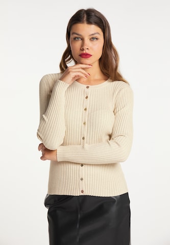 faina Knit Cardigan in Beige: front