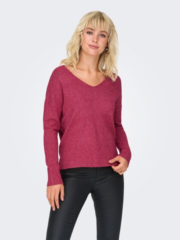 ONLY Sweter 'ONLRICA' w kolorze różowy: przód