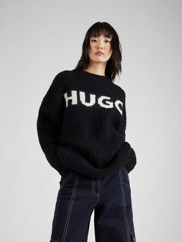 Pull-over oversize 'Slogues' HUGO en noir : devant