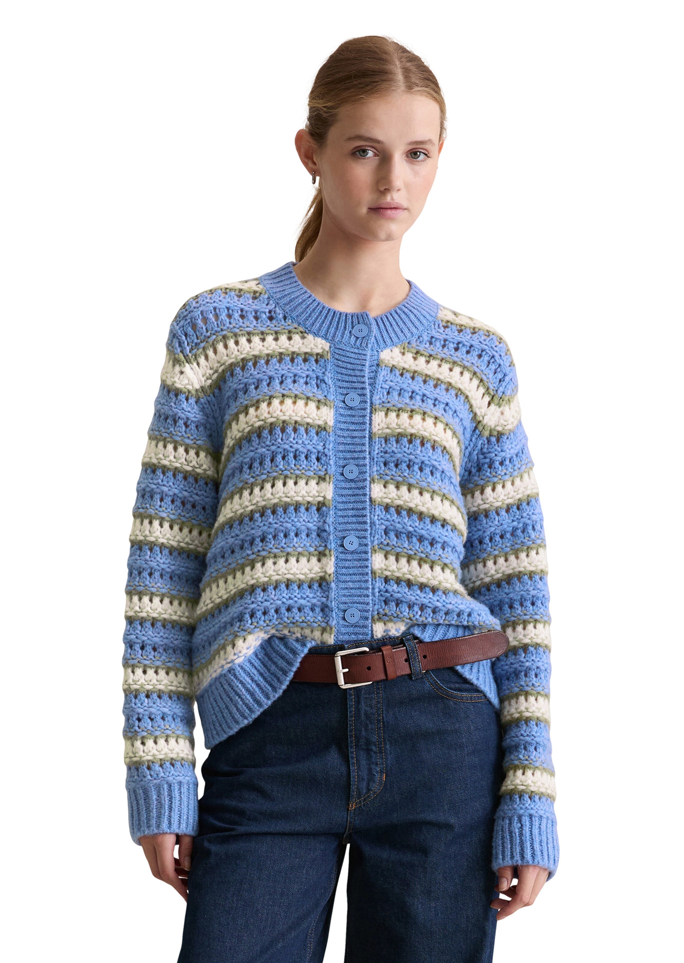 Marc O'Polo DENIM Knit Cardigan in Blue: front