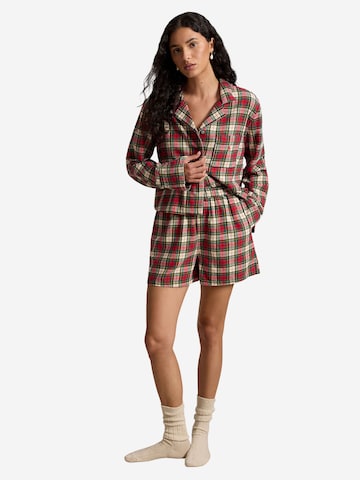 Polo Ralph Lauren Pyjama ' Crop & Boxer - Cozy Flannel ' in Beige