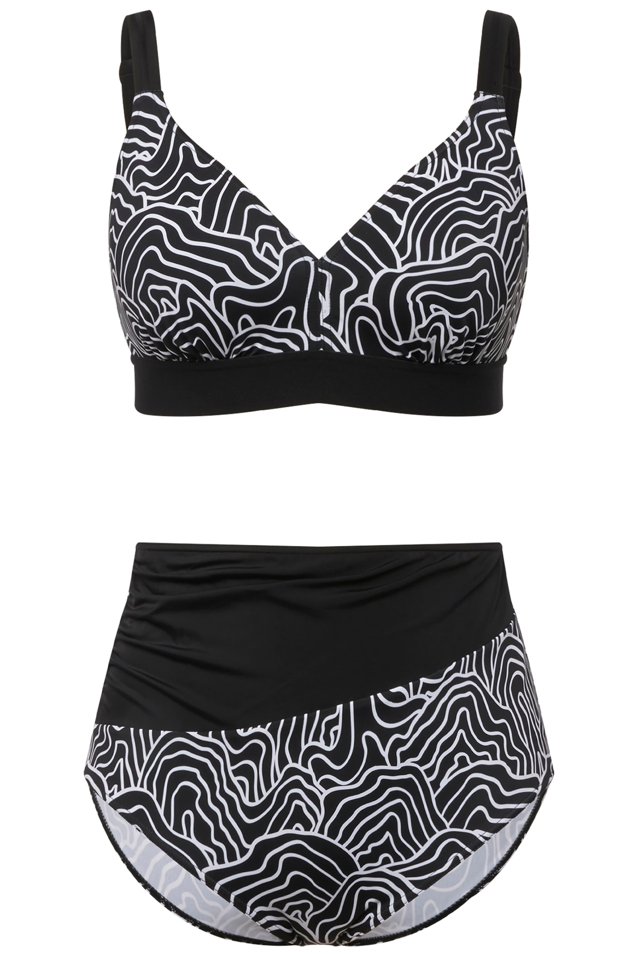 Ulla Popken Bustier Bikini in Zwart: voorkant