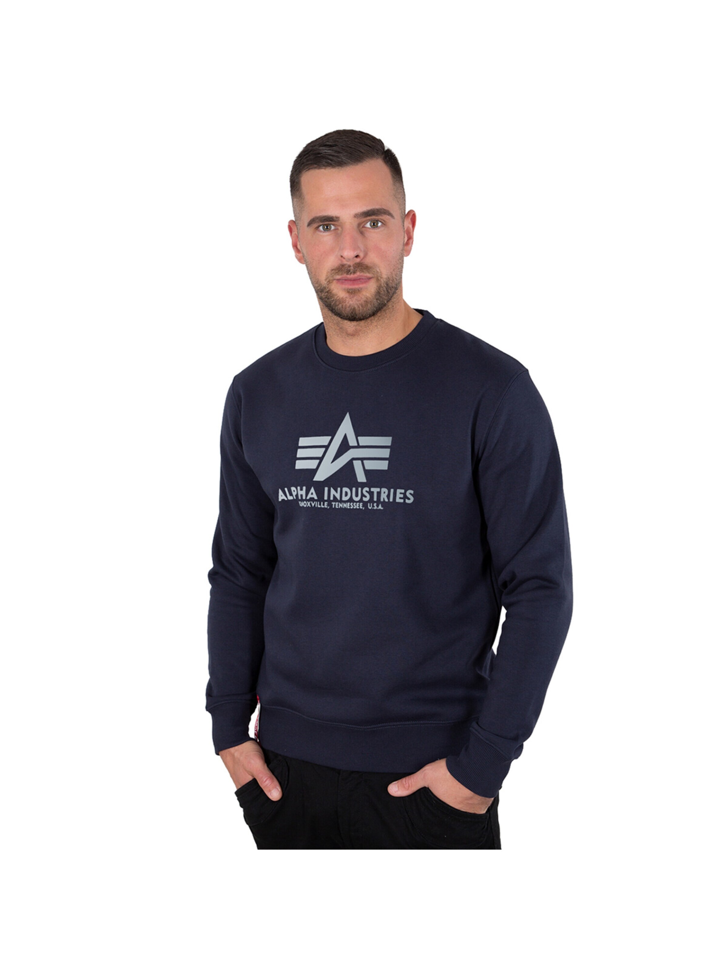 ALPHA INDUSTRIES Sweatshirt 'Basic Reflective' in Blue: front