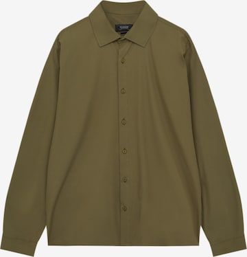 Pull&Bear Regular fit Button Up Shirt in Green: front