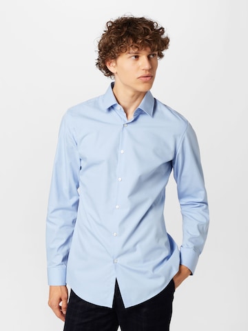 Coupe slim Chemise 'Jenno' HUGO Red en bleu : devant