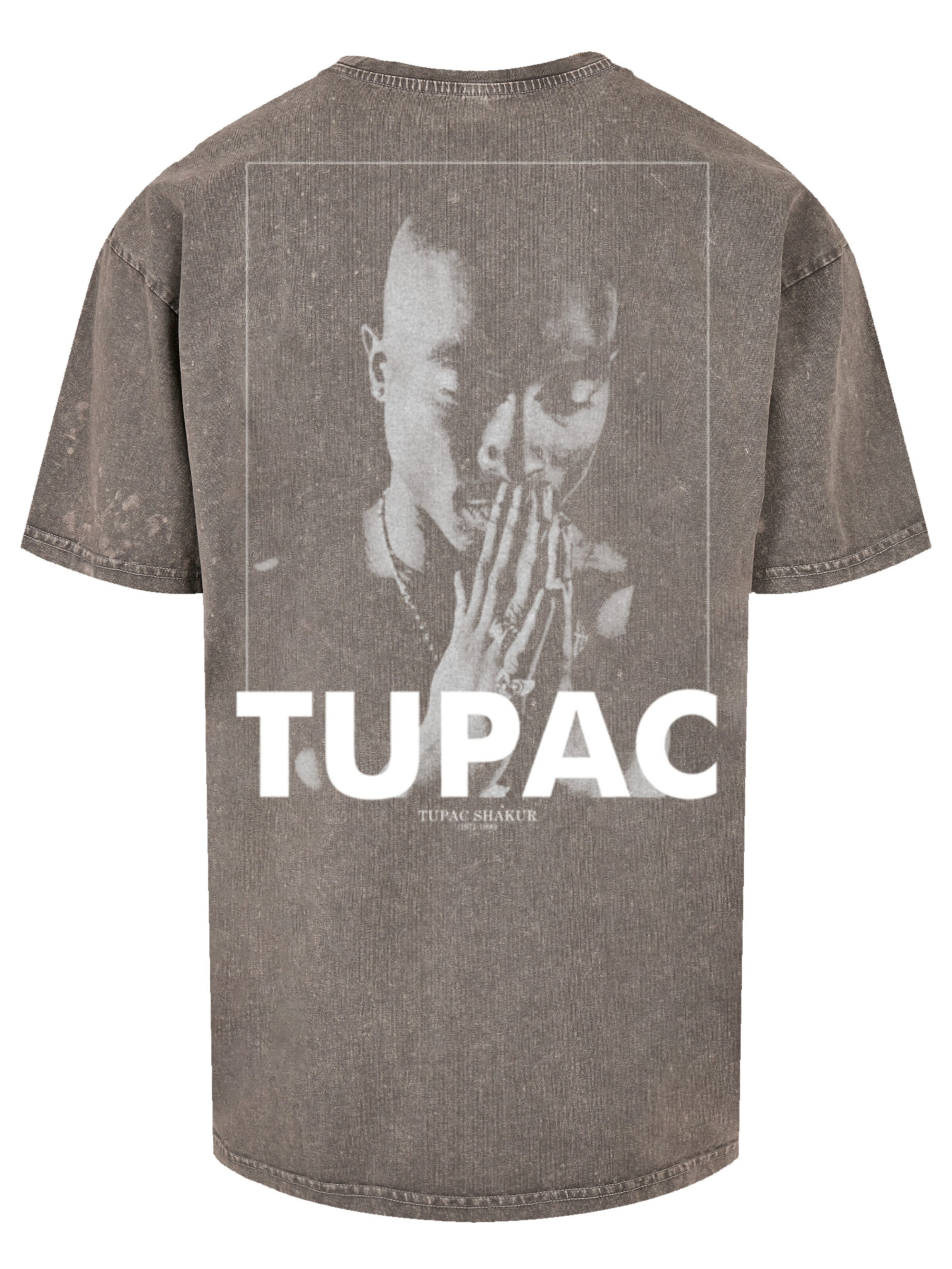 F4NT4STIC Shirt 'Tupac Shakur Praying' in Grijs