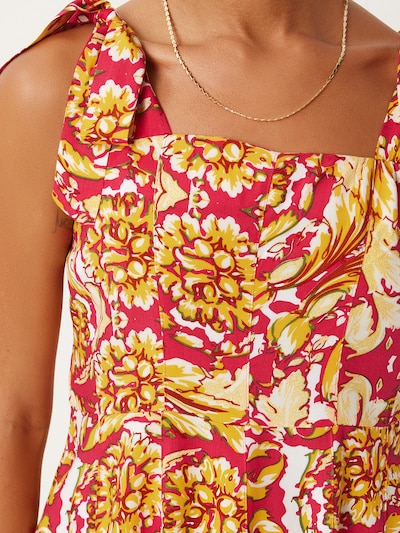 Happiness İstanbul Robe d’été en jaune d'or / jaune clair / rose foncé / blanc, Vue avec produit