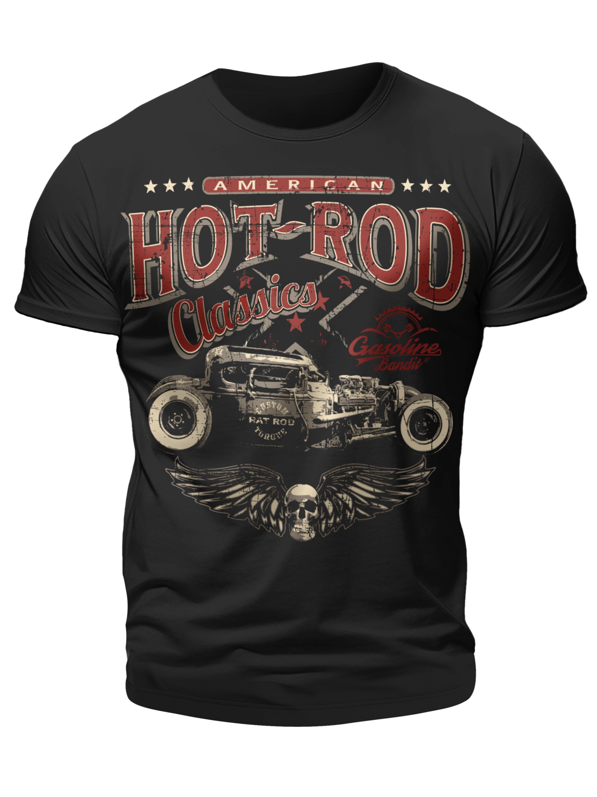 Gasoline Bandit Shirt 'Hot Rod' in Black: front