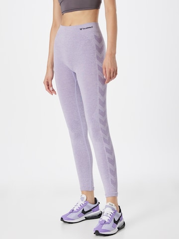 Skinny Pantalon de sport Hummel en violet : devant